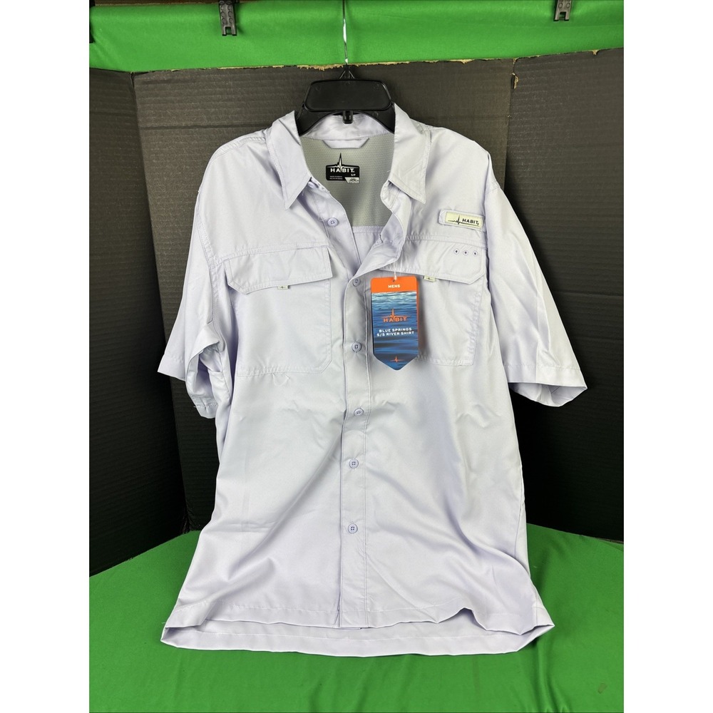 Habit Mens UPF 40+ UV Protection Short Sleeve Fishing Shirt S Purple Heather
